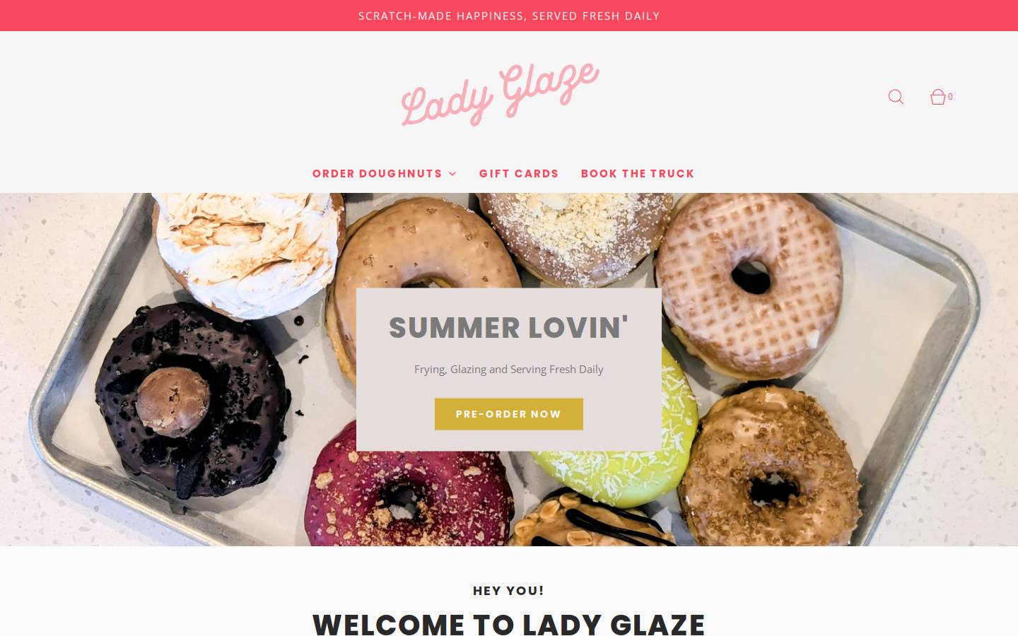 ladyglazedoughnuts.com homepage screenshot
