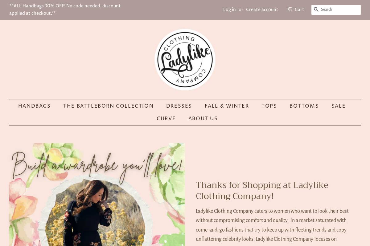 ladylikeclothing.com homepage screenshot