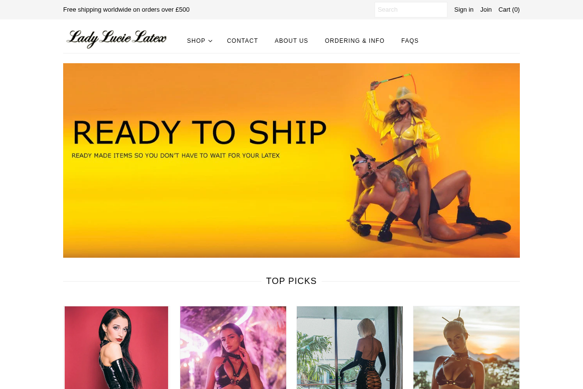 Lady Lucie Latex homepage screenshot