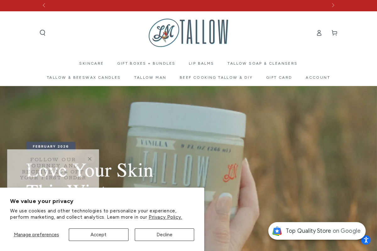 Lady May Tallow homepage screenshot