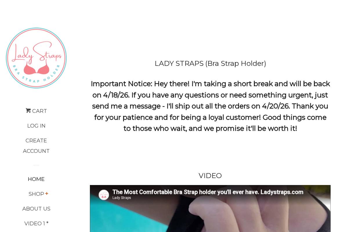 ladystraps.com homepage screenshot