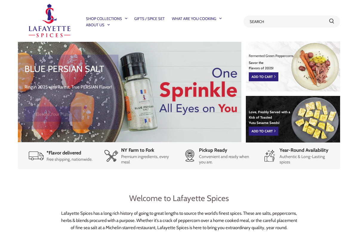 Lafayette Spices homepage screenshot
