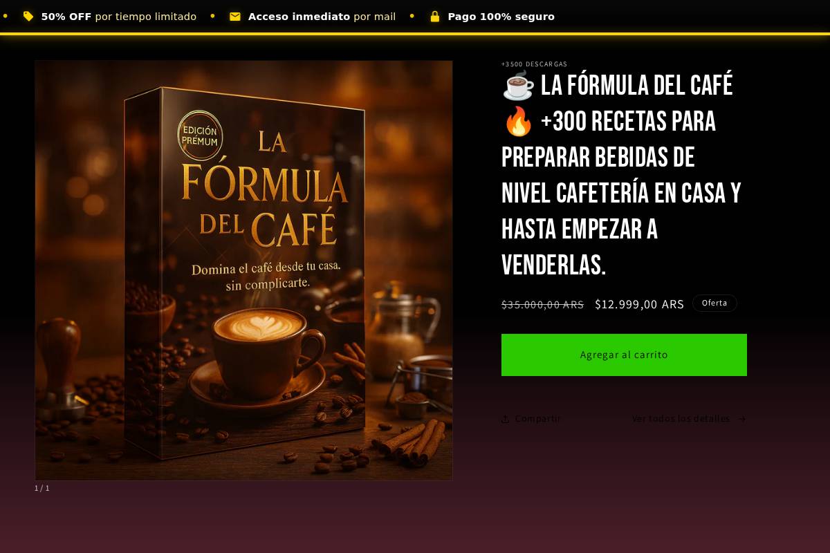 laformuladelcafe1.shop homepage screenshot