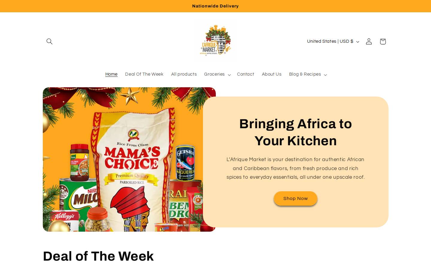 lafriquemarket.com homepage screenshot