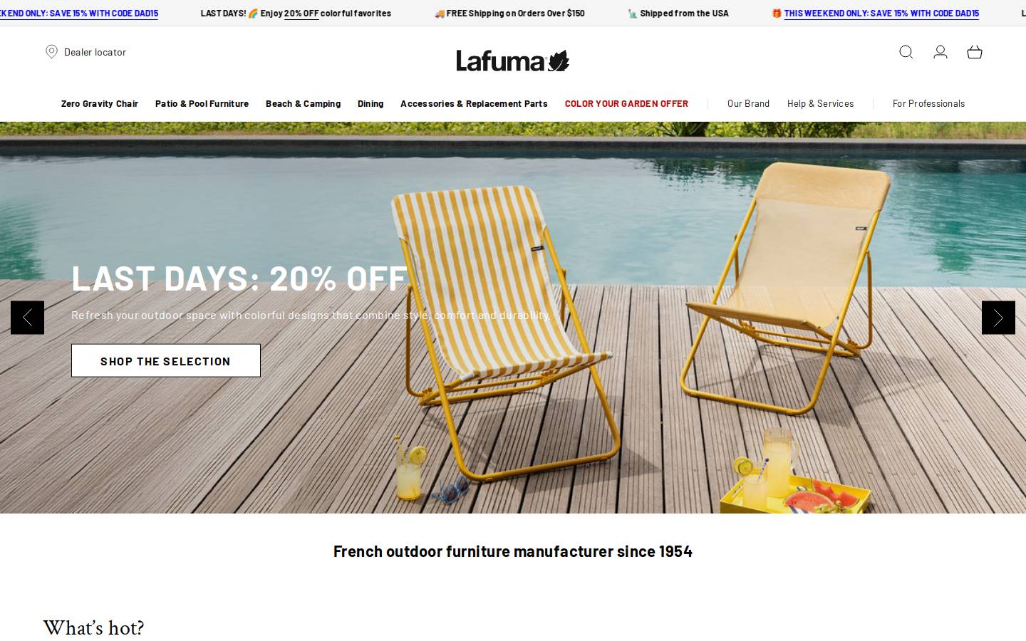 lafuma-furniture.com homepage screenshot