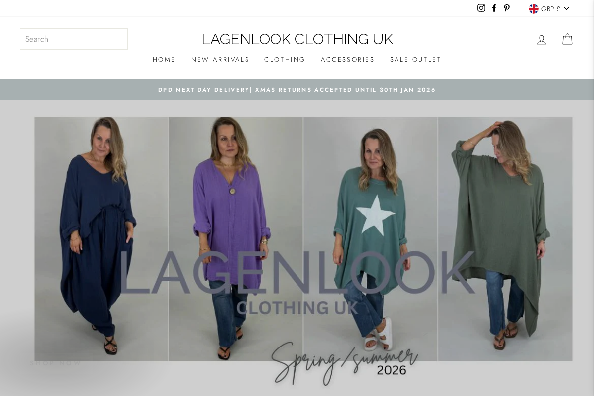 Lagenlook Clothing homepage screenshot