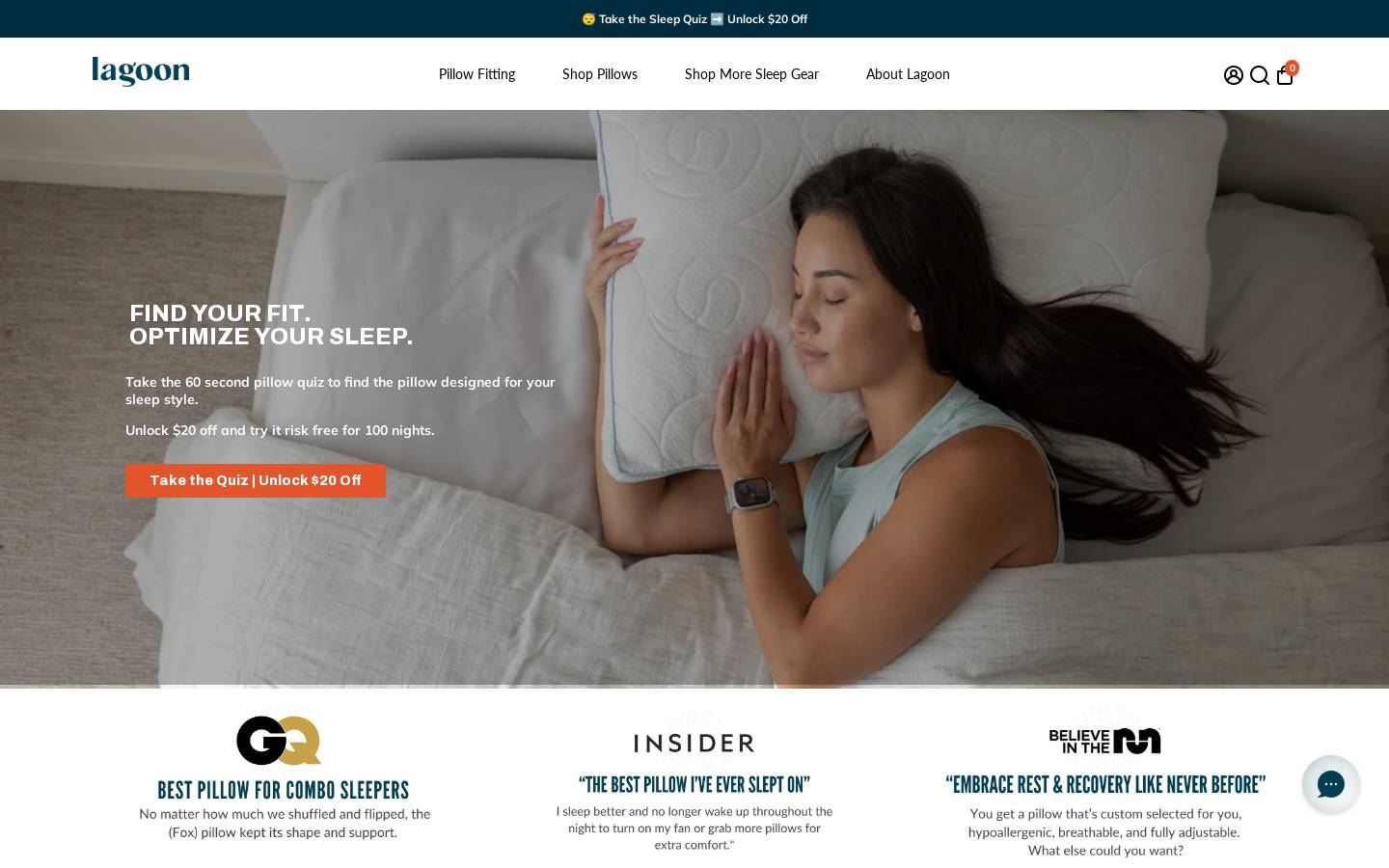 lagoonsleep.com homepage screenshot