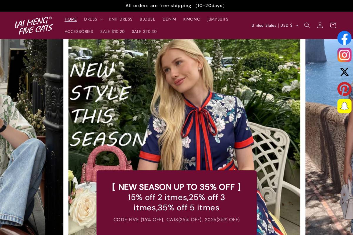 laimengfivecats.com homepage screenshot