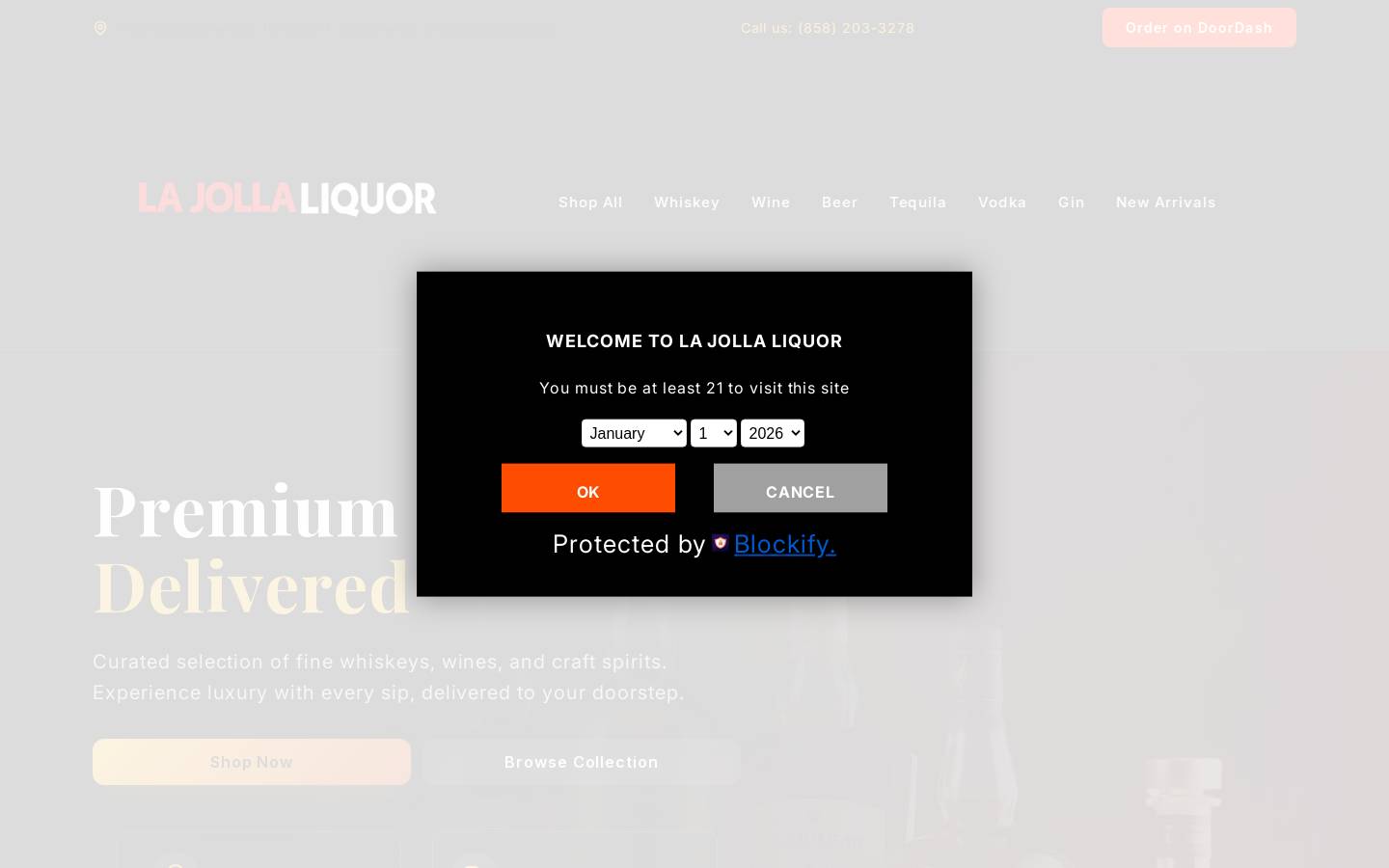 lajollaliquor.com homepage screenshot
