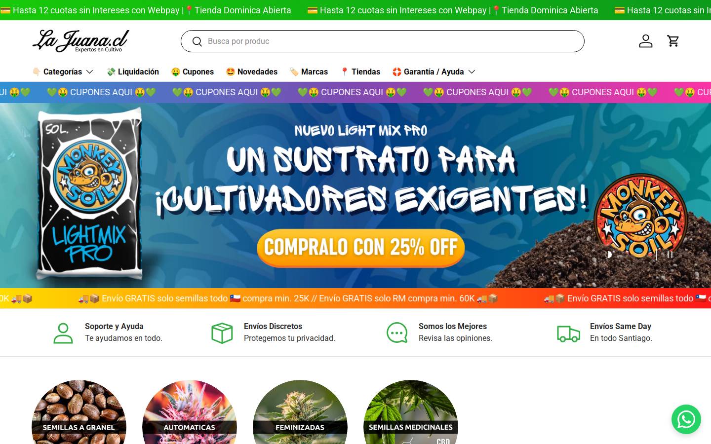 La Juana Growshop homepage screenshot