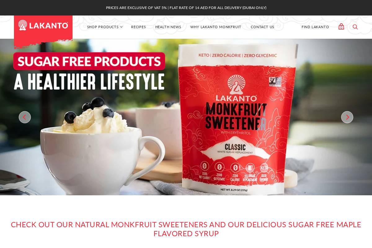 Lakanto homepage screenshot