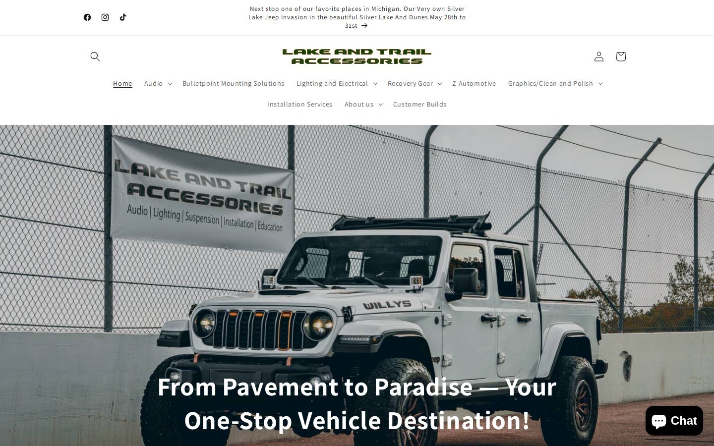 lakeandtrailaccessories.com homepage screenshot