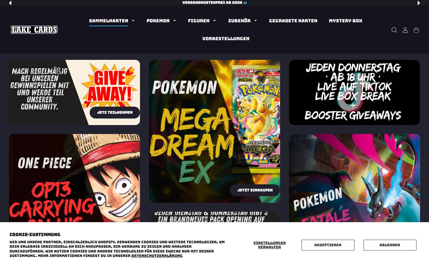 lakecards.de homepage screenshot