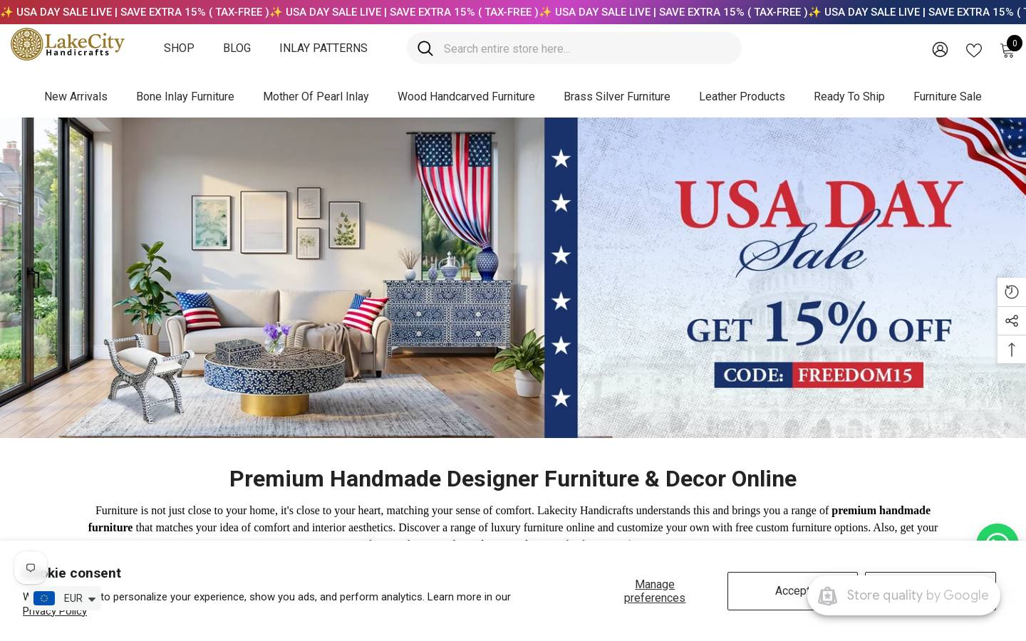 Lakecity Handicrafts homepage screenshot