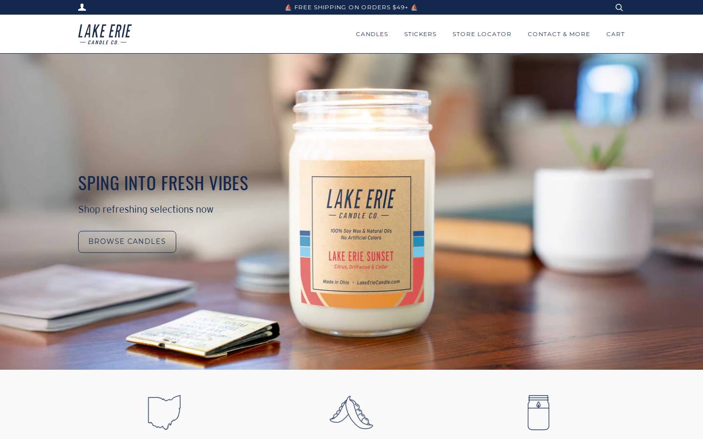 lakeeriecandle.com homepage screenshot