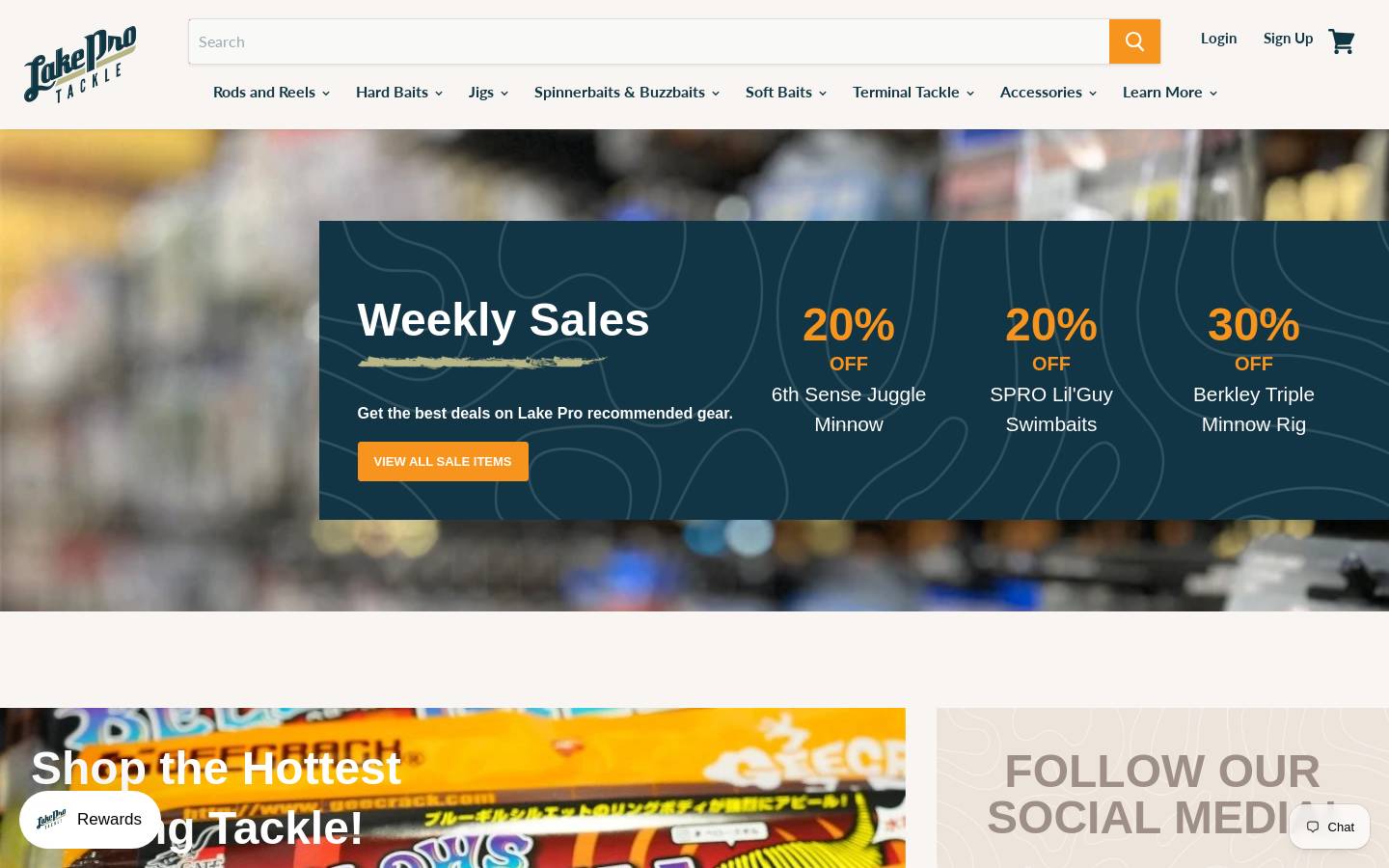 lakeprotackle.com homepage screenshot