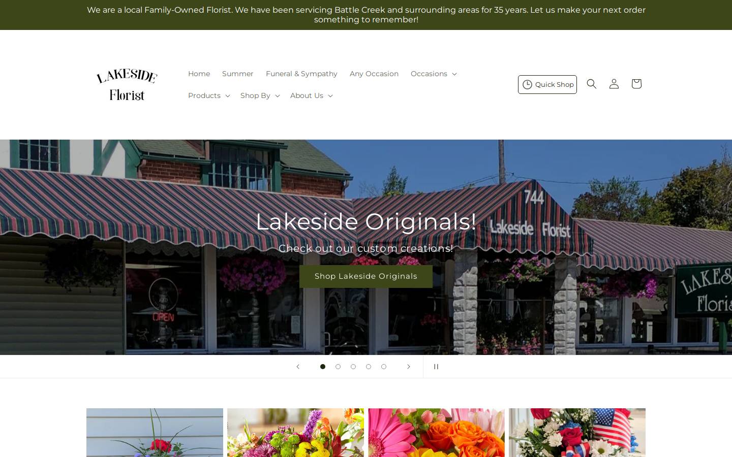 lakesideflorist.com homepage screenshot