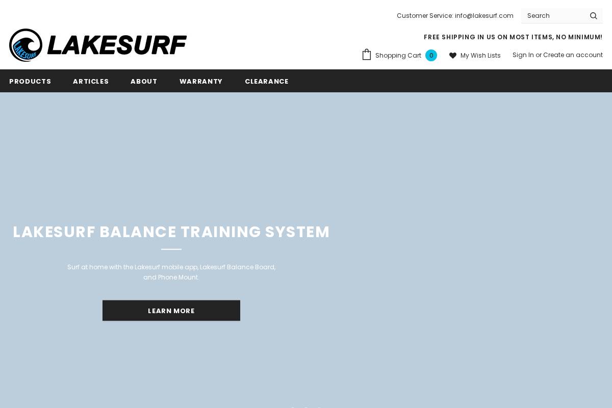 Lakesurf homepage screenshot