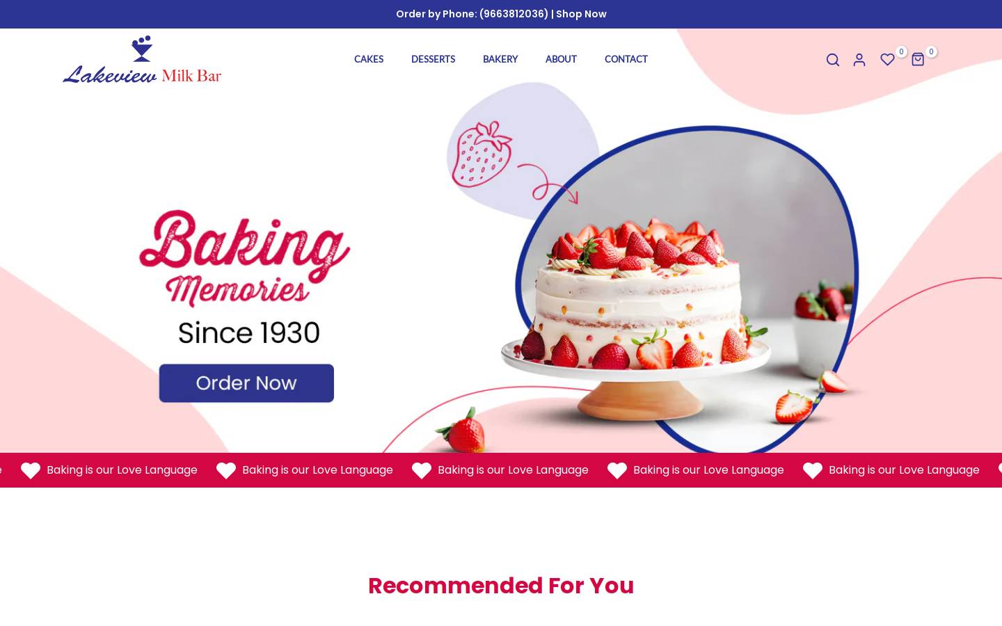 Lakeviewmilkbar homepage screenshot
