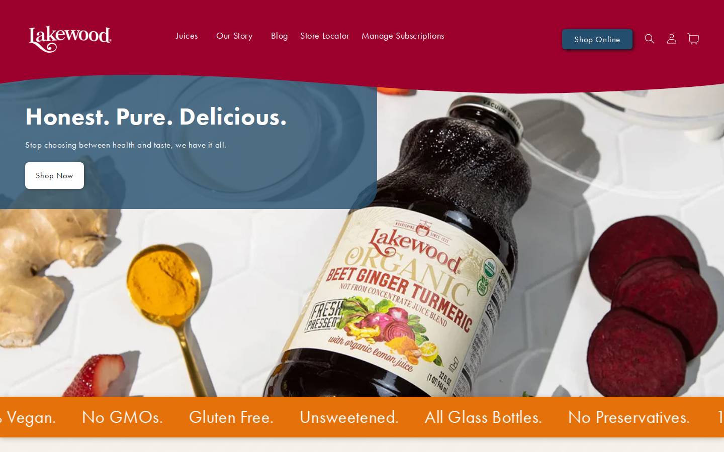 lakewoodjuice.com homepage screenshot