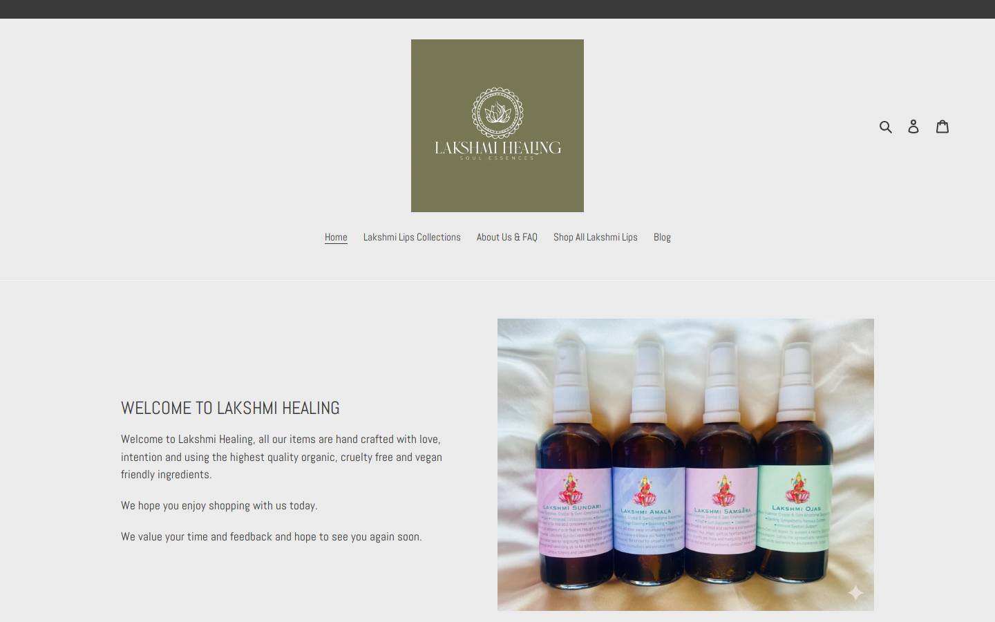 lakshmihealing.com homepage screenshot