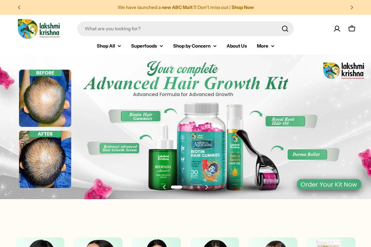 lakshmikrishnanaturals.com homepage screenshot