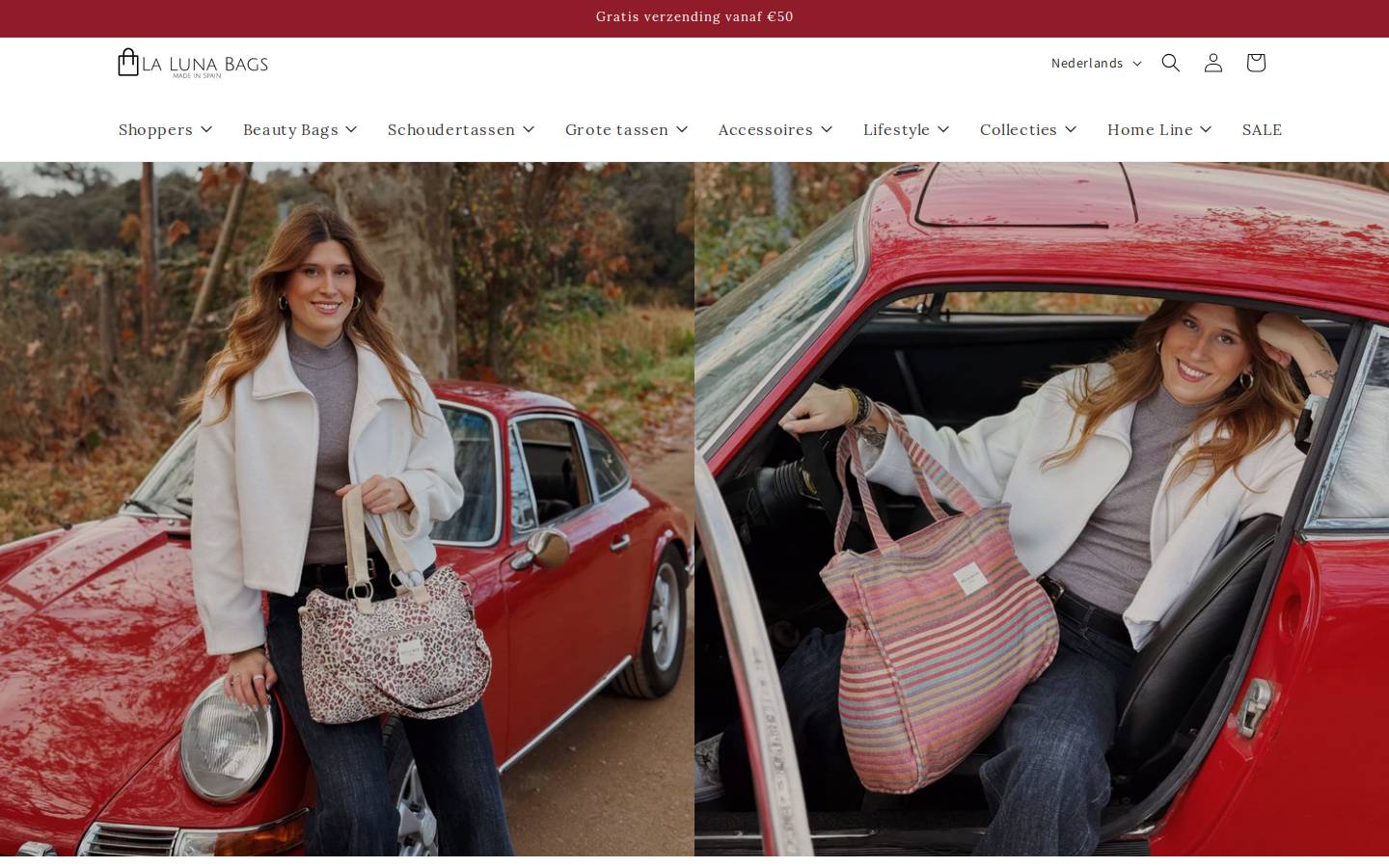 Lalunabags homepage screenshot