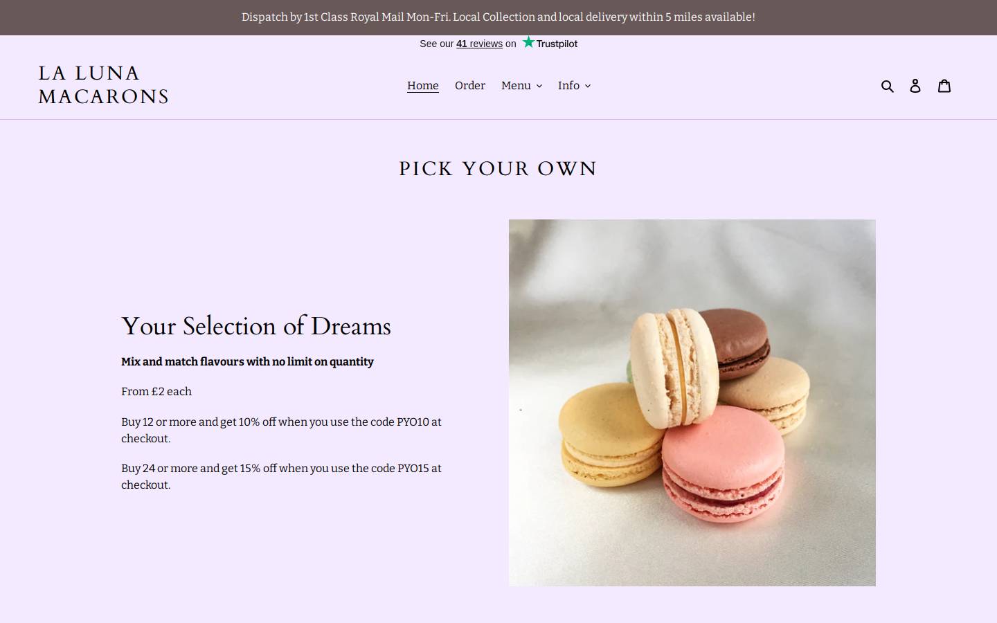 Lalunamacarons homepage screenshot