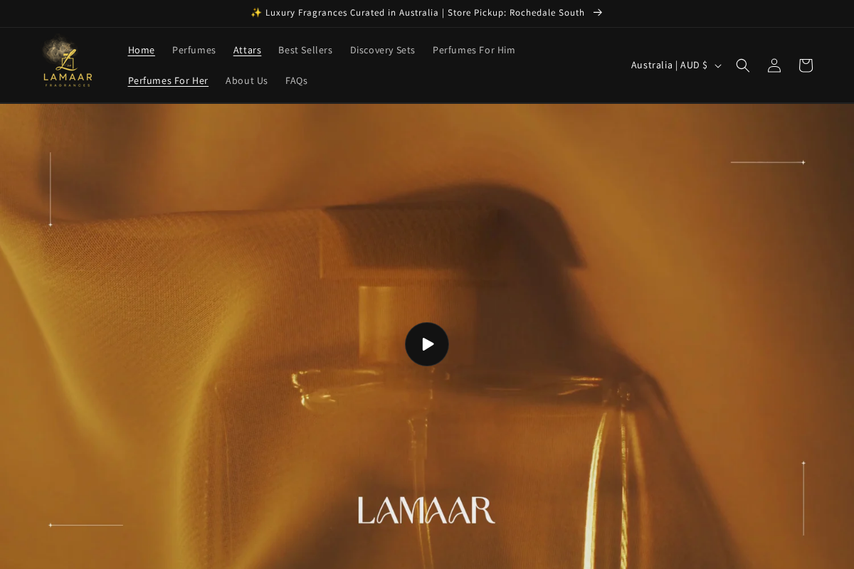 Lamaar Fragrances homepage screenshot