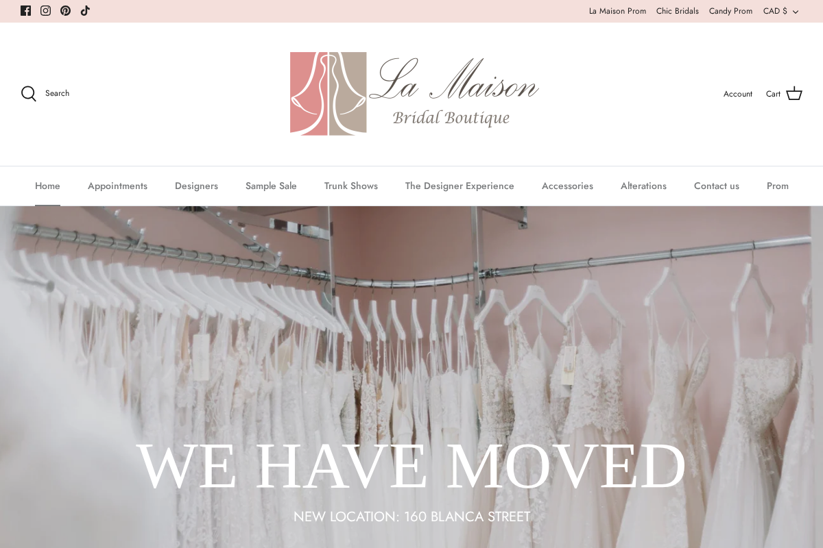 lamaisonbridal.com homepage screenshot