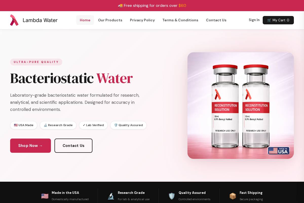 lambdawater.com homepage screenshot