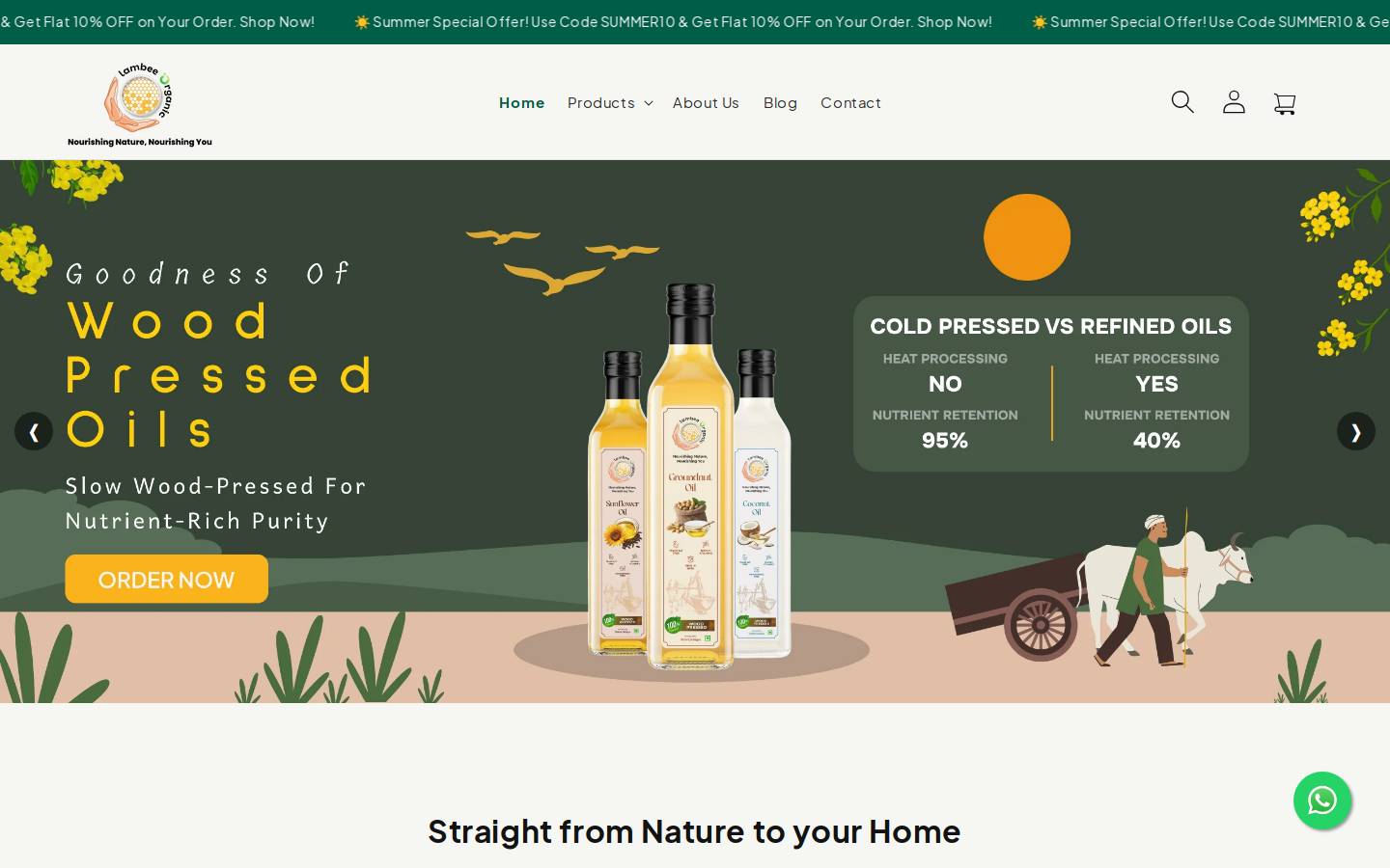 lambeeorganic.com homepage screenshot