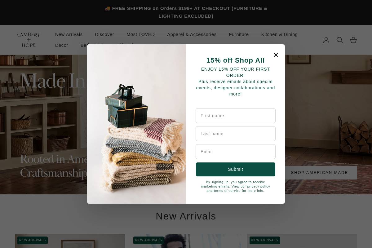lambertandhope.com homepage screenshot