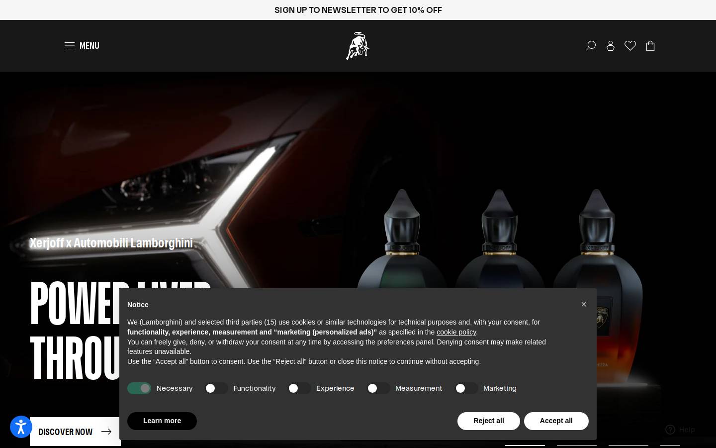 Lamborghini Store homepage screenshot
