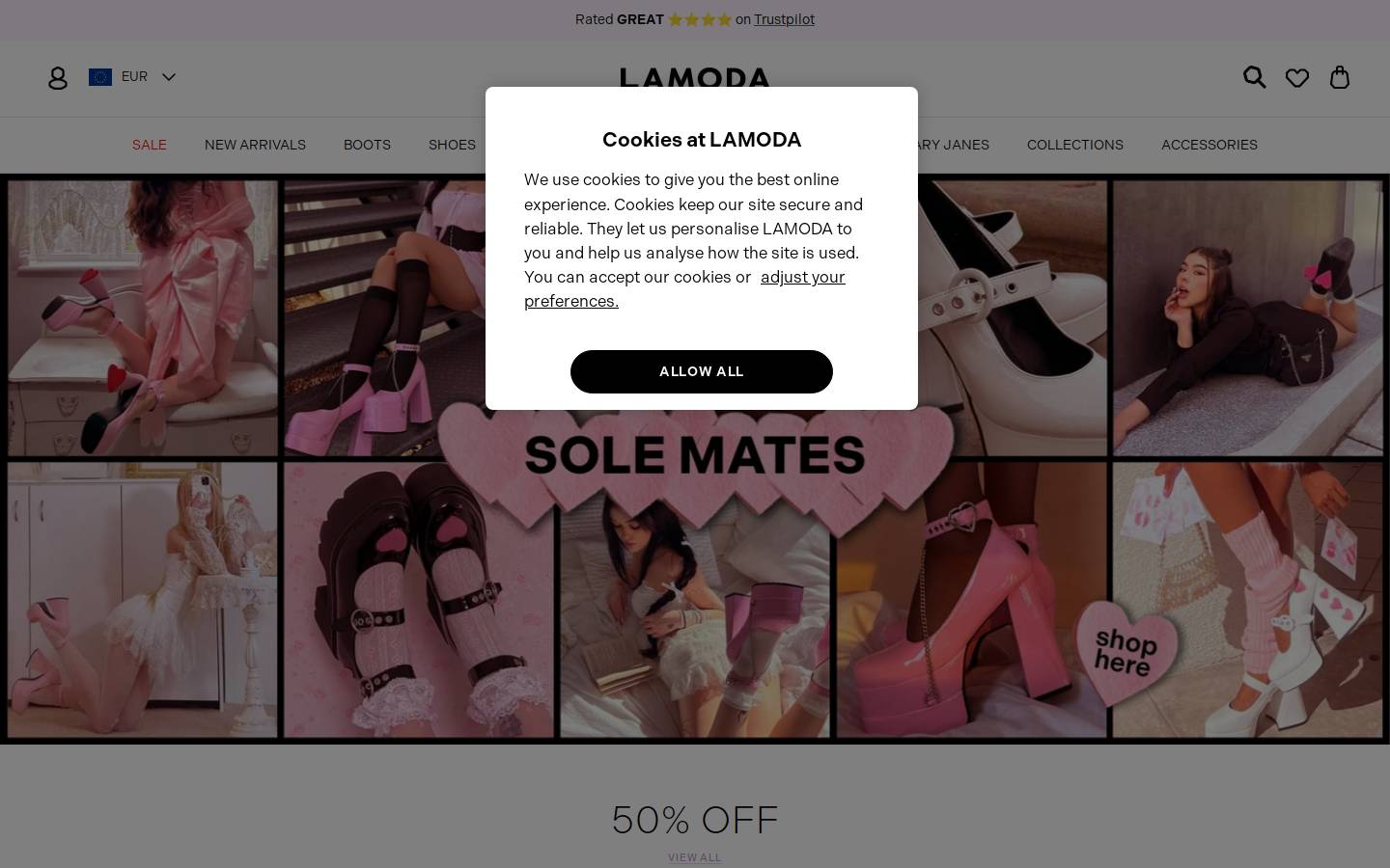 LAMODA homepage screenshot
