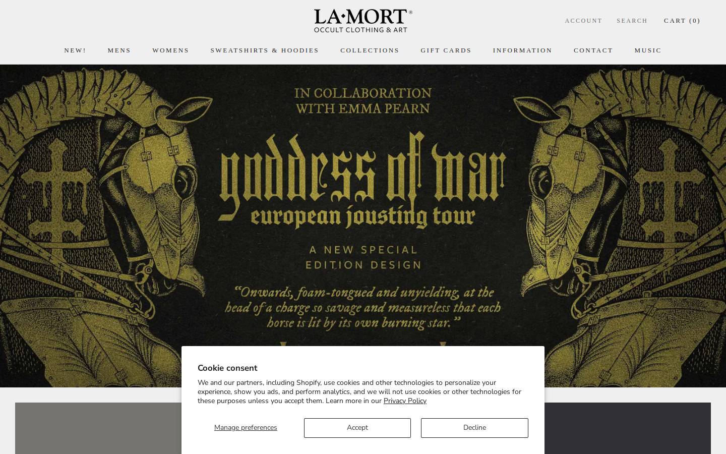 La Mort Clothing homepage screenshot