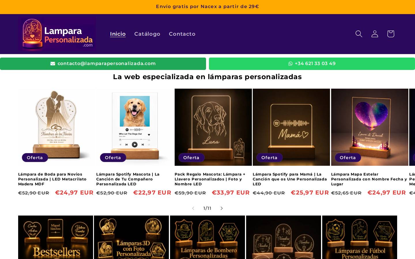 lamparapersonalizada.com homepage screenshot
