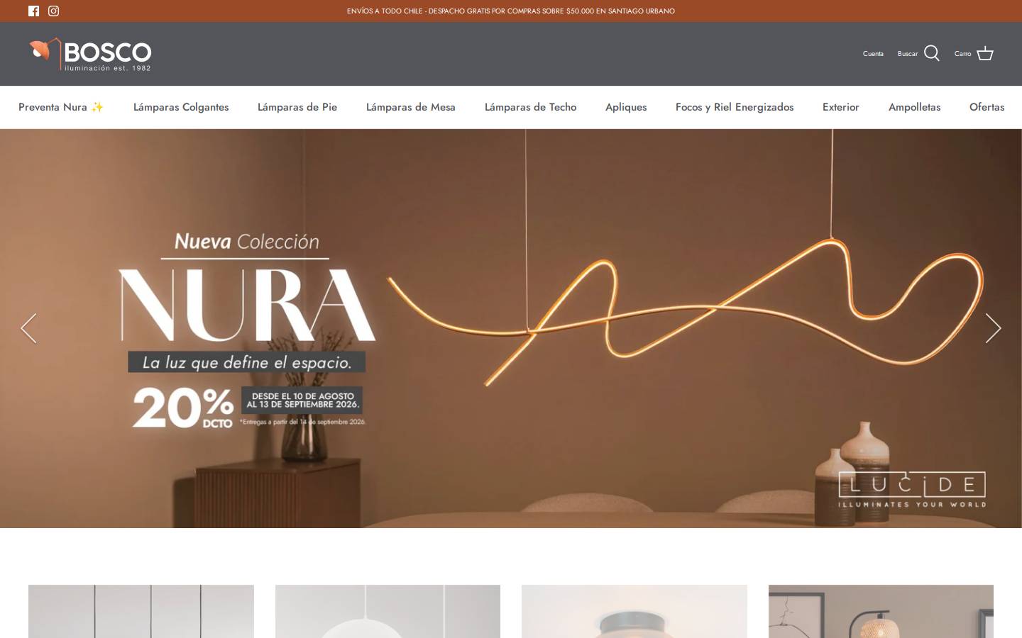 lamparasbosco.cl homepage screenshot