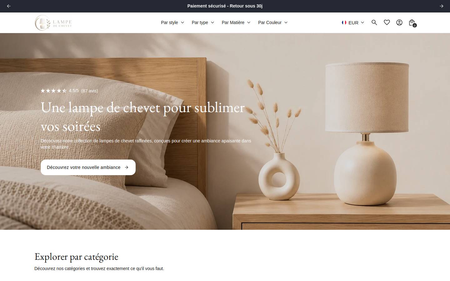 lampes-chevet.com homepage screenshot