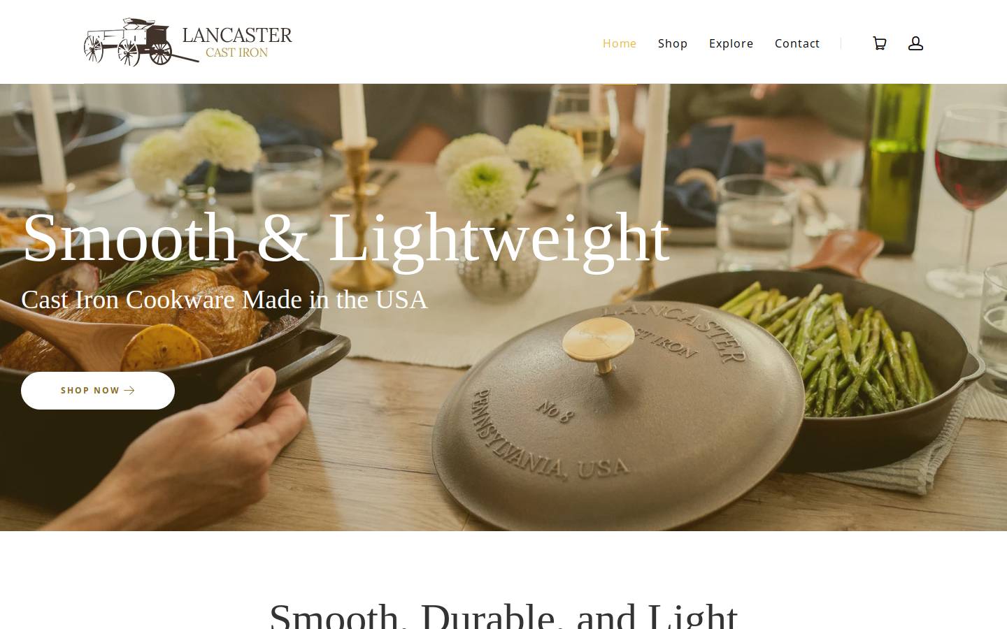 lancastercastiron.com homepage screenshot