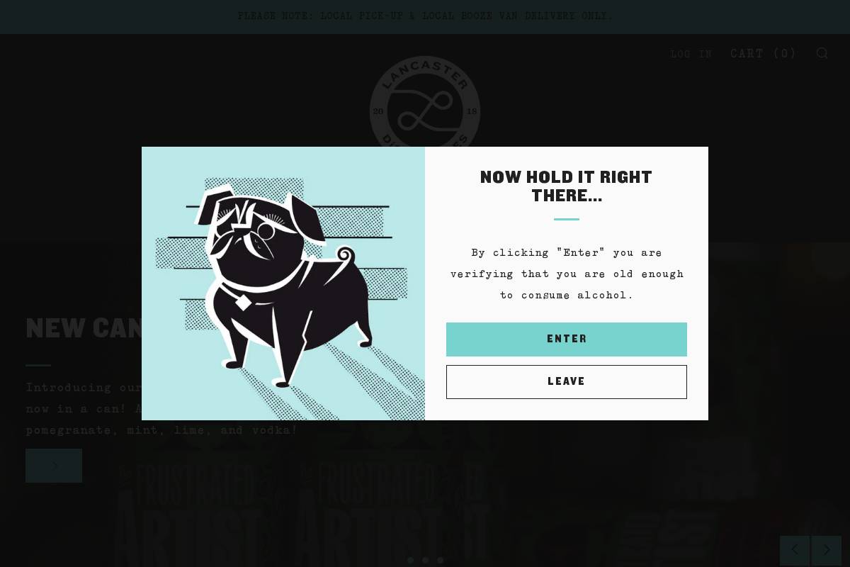 lancasterdistilleries.com homepage screenshot