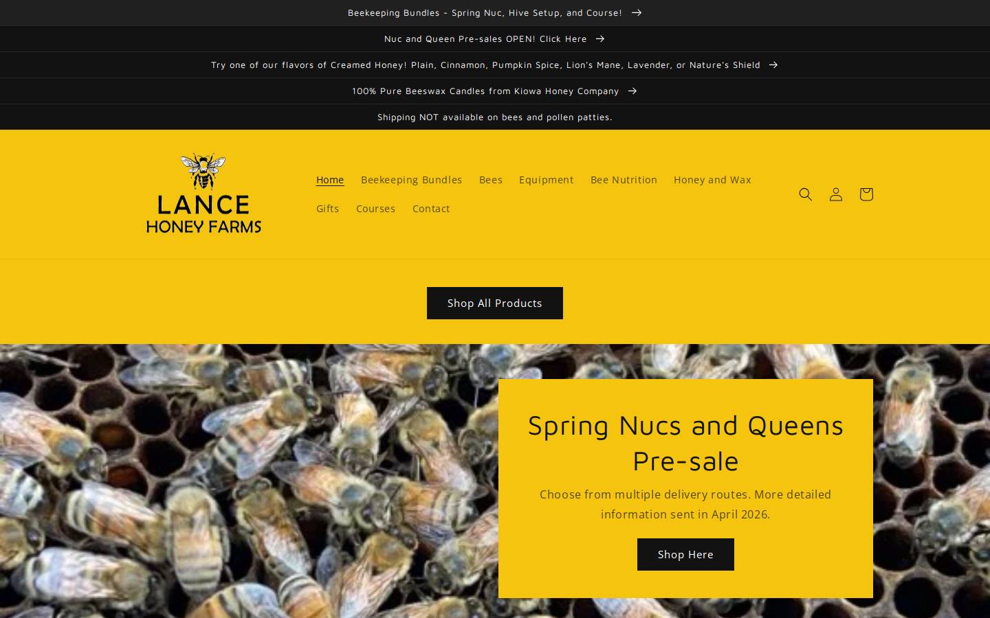 lancehoneyfarms.com homepage screenshot