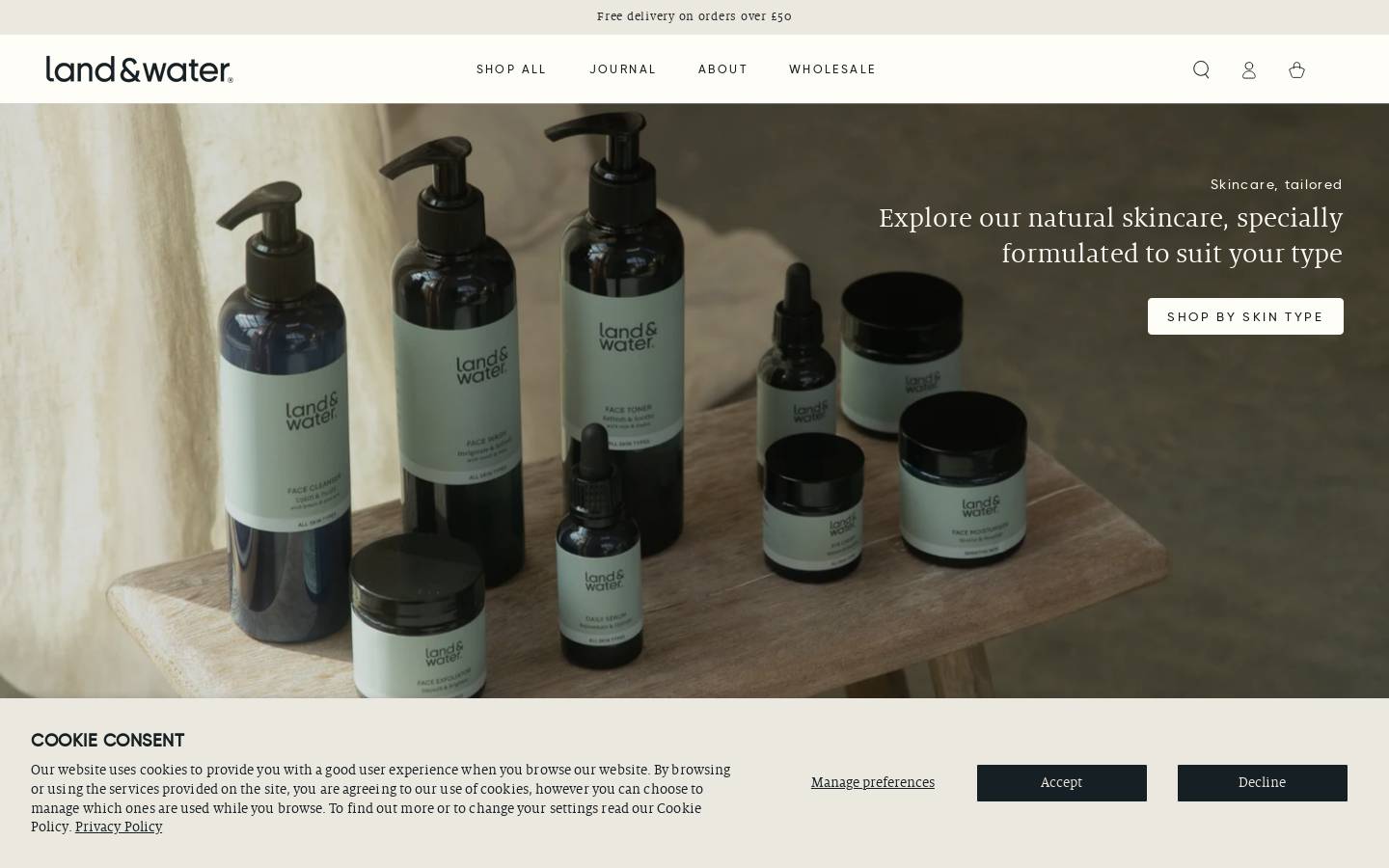 Land and water homepage screenshot