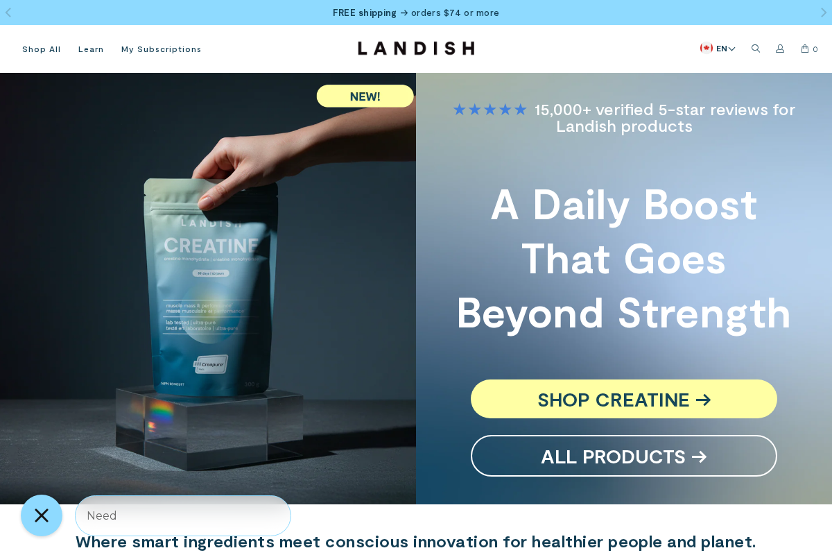 Landish homepage screenshot
