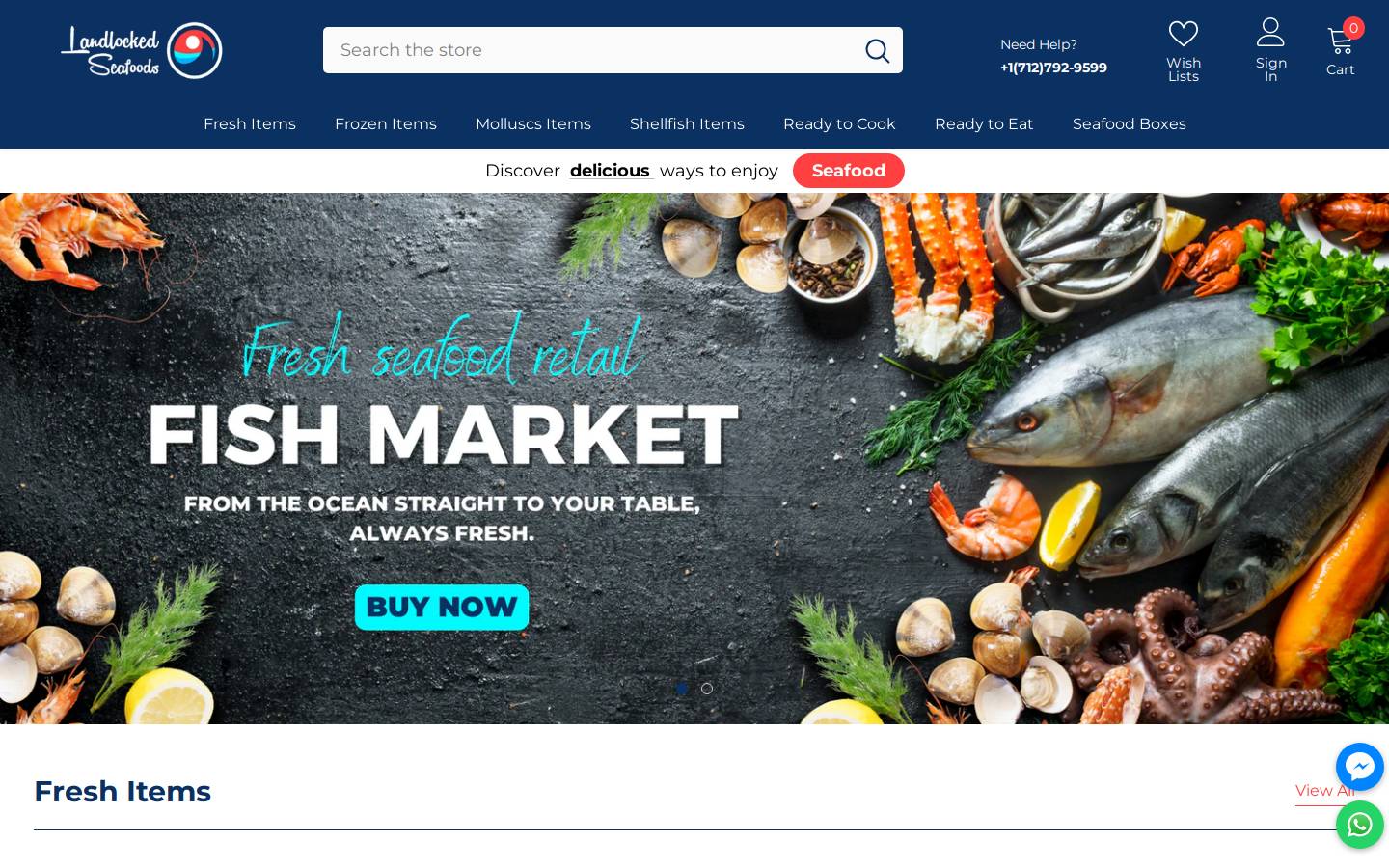 landlockedseafoods.com homepage screenshot