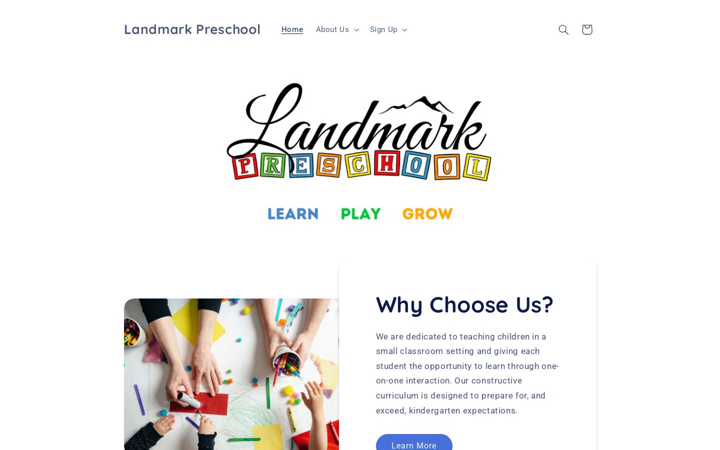 landmarkprek.com homepage screenshot
