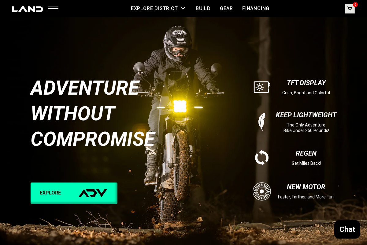 LAND Moto homepage screenshot