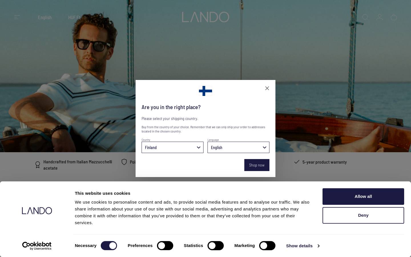 Lando.eu Eyewear homepage screenshot