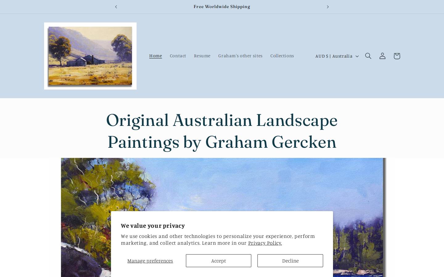 landscape-paintings-australia.com homepage screenshot