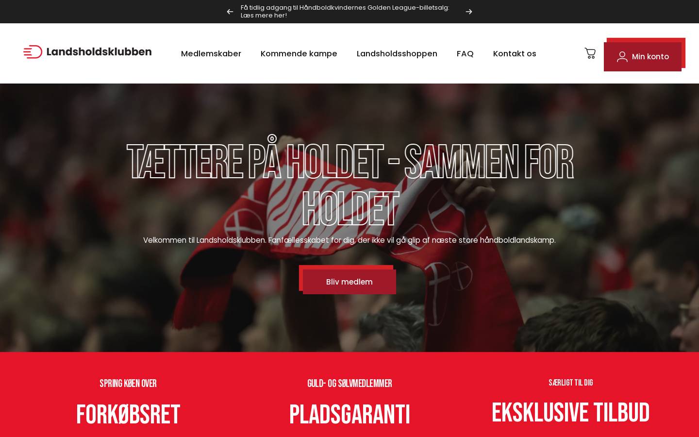 landsholdsklubben.dk homepage screenshot